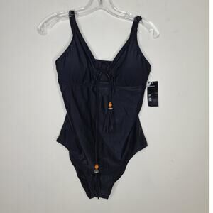 NWT ANA black one piece swimsuit with tassels - medium